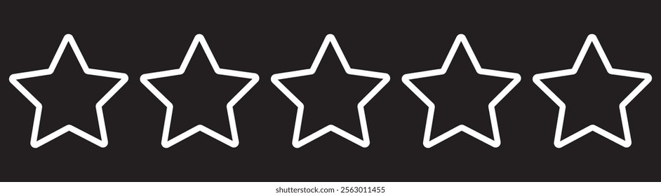 Set of five star icon collection. Yellow and black star symbol. Vector Illustration.