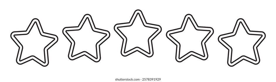 Set of five star icon collection. Yellow and black star symbol. Vector Illustration.