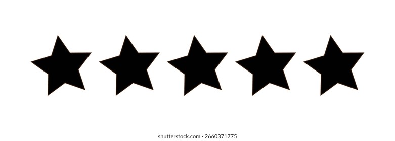 Conjunto de cinco estrellas icono de colección. Símbolo de estrella amarilla y negra. Ilustración vectorial