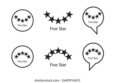 Set of five star rating icons in various styles.