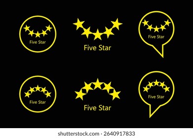 Set of five star rating icons in various styles.