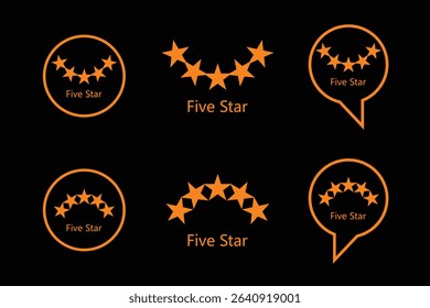 Set of five star rating icons in various styles.