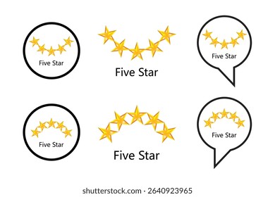 Set of five star rating icons in various styles.