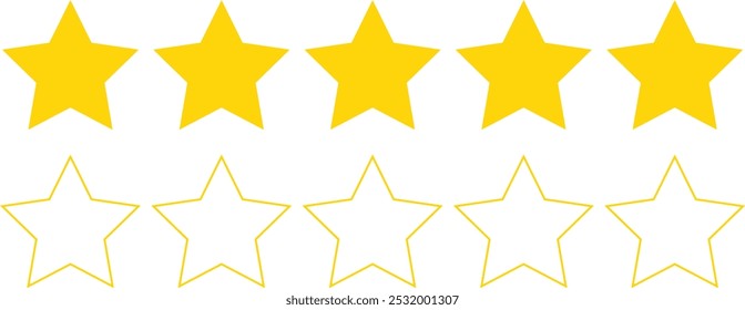 Conjunto de cinco estrellas, Vector de símbolo de revisión de calificación.