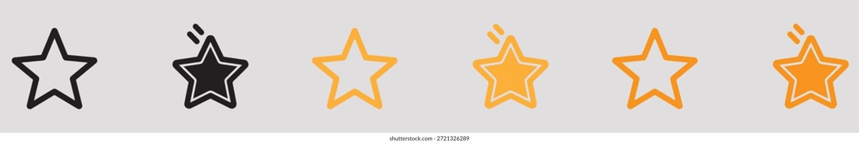 Un conjunto de calificaciones de cinco estrellas en diferentes colores y estilos sobre un fondo gris