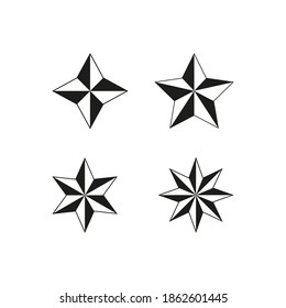 a set of five star vector illustrations for icons, symbols and logos