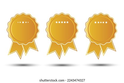 Set in five star yellow vector icon design. Badges.