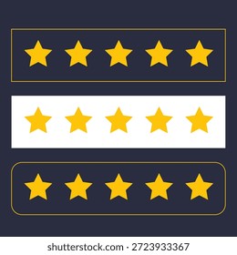 Conjunto de cinco estrellas Cliente de la calificación del producto icono plano de revisión para App y Sitios web