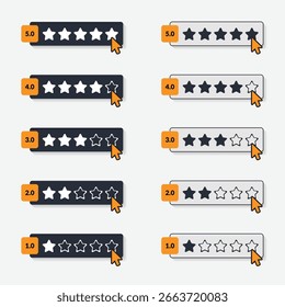 Establecer icono de cinco estrellas. Cinco estrellas Cliente valoración del producto revisión plana icono para App y Sitios web colección