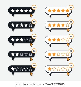 Establecer icono de cinco estrellas. Cinco estrellas Cliente valoración del producto revisión plana icono para App y Sitios web colección