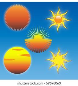 Set of Five Sun Images