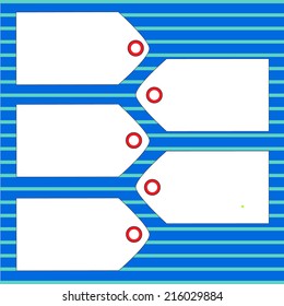 Conjunto de cinco etiquetas sobre un fondo azul.  Formato vectorial Eps10. 