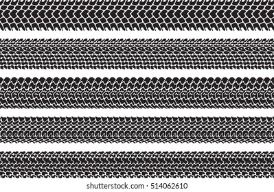 Set of five vector traces of tires.