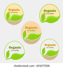 Set five version of organic food logos for web and mobile design