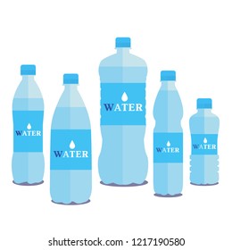Set of five water bottles