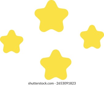 Set of five yellow stars in playful arrangement, commonly used for decorations, Eid designs, or children’s Islamic content.