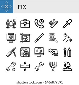 Set Of Fix Icons Such As Band Aid, Support, Toolbox, Technical Support, Glue, Screwdriver, Service, Maintenance, Wrench, Leak, Paint Tools, Broken Pipe , Fix