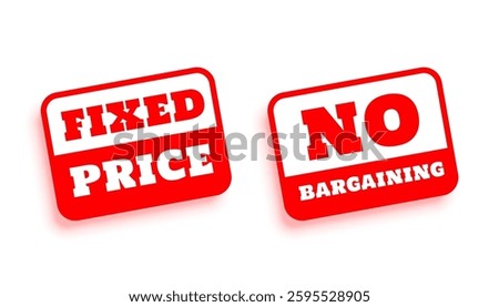 set of fixed price or no bargain tag design vector