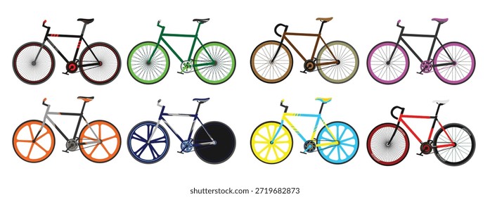 Conjunto de Ilustración vectorial de bicicleta Fixie