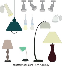 set of fixtures and lamps 