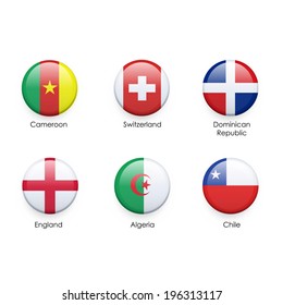 Set of flag button over isolated white background 