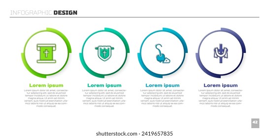 Set Flag with christian cross, , Magic staff and Christian. Business infographic template. Vector