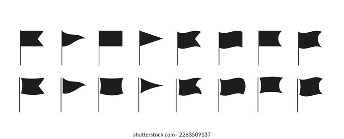 Set of flag different shapes icons flat illustration