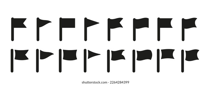 Set of flag different shapes icons flat illustration