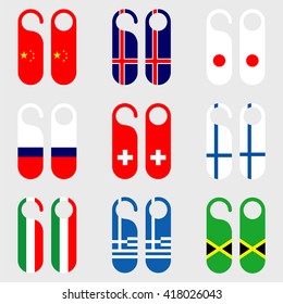 Set of flag door hangers vector illustration