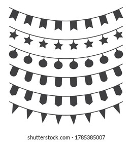 Set flag garland in minimalistic style on white background. Vector illustration