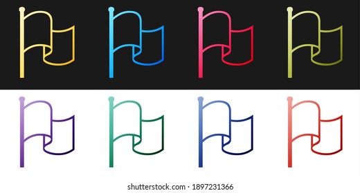 Set Flag icon isolated on black and white background. Vector.