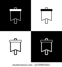 Set Flag icon isolated on black and white background. Victory, winning and conquer adversity concept.  Vector