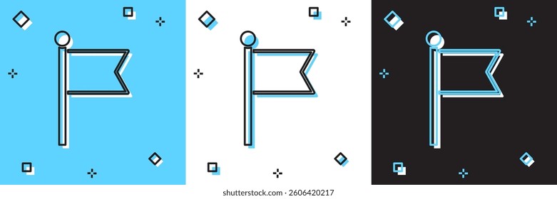 Set Flag icon isolated on blue and white, black background. Victory, winning and conquer adversity concept.  Vector