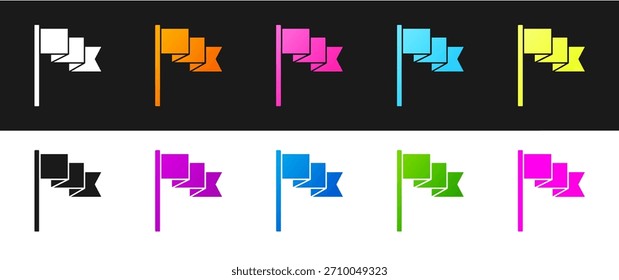 Icono de la bandera aislado en el fondo blanco y negro. símbolo de marcador de Locación.  Vector
