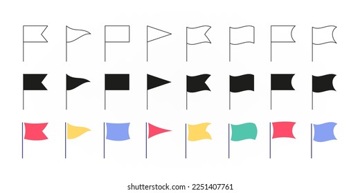 Set of flag icons flat and color illustration