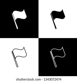 Set Flag icons isolated on black and white background. Line, outline and linear icon. Vector Illustration