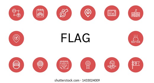 Set of flag icons such as Gps, World pride day, Whistle, Park location, Navigator, White house, Hockey helmet, Pride, Ribbon, Flag, Golf ball , flag
