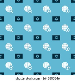 Set Flag of Israel and World Globe and Israel on seamless pattern. Vector