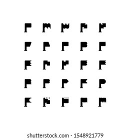 Set of flag, location, mark glyph style icon - vector