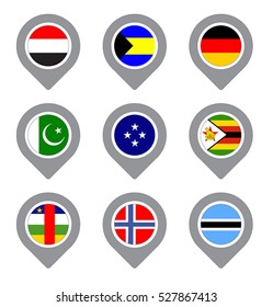 Set of Flag Map Point isolated icon