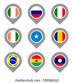Set of Flag Map Point isolated icon