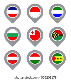 Set of Flag Map Point isolated icon