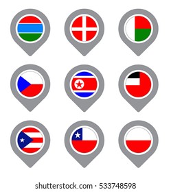 Set of Flag Map Point isolated icon