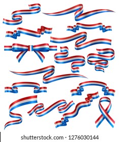 Set of flag of Netherlands ribbons, vector collection of decorative elements and banners, decoration for Dutch holidays . EPS 10 contains transparency.