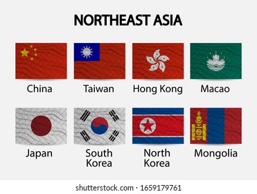 Set Flag Northeast Asia, Sticky Note Design.