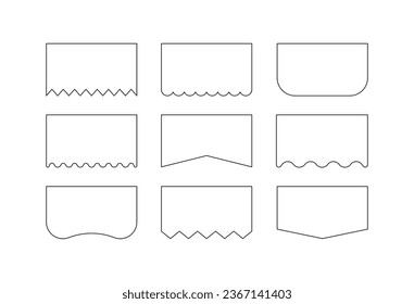 Set of  flag, ribbon, banner, insignia, bookmark, tag decoration icon illustrations. As a design template source, it is used for messages and event contents.