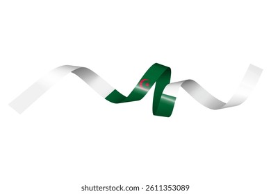 Set of flag ribbon with colors of Algeria for independence day celebration decoration