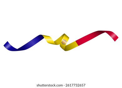 Set of flag ribbon with colors of Andorra for independence day celebration decoration