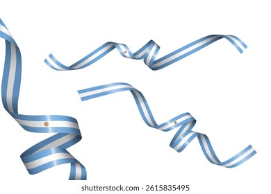 Set of flag ribbon with colors of Argentina for independence day celebration decoration