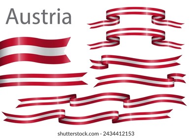 set of flag ribbon with colors of Austria for independence day celebration decoration